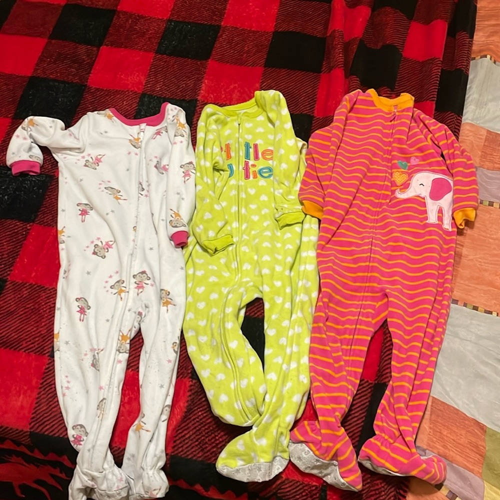 Carters Footie Pajamas. Bundle of 3-all size 2T